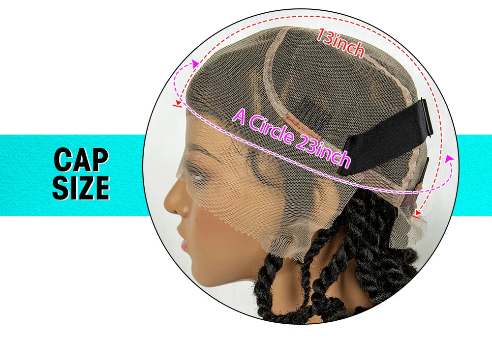 12" Short Box Braided Full Lace Wig | Crochet Braids | Baby Hair | Synthetic Braiding Wig