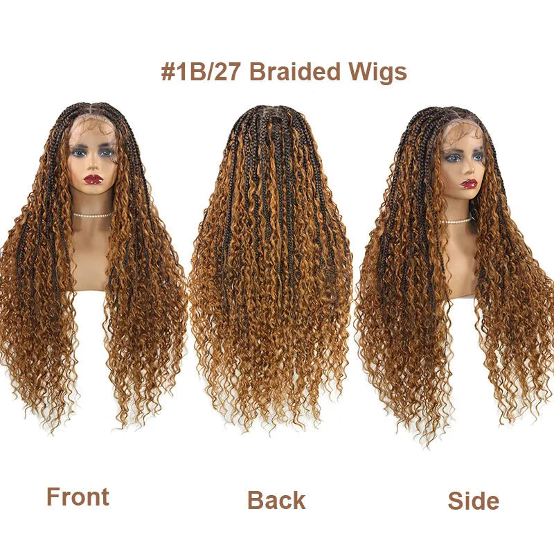 32" Blonde Goddess Locs Wig | Boho Braids & Curls | Full Lace Front | Baby Hair | Synthetic Hair