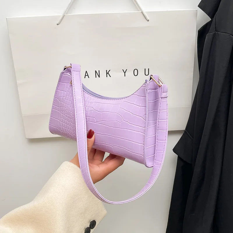 Solid Color PU Leather Women's Underarm Bag | New Luxury Designer Female Casual Shoulder Bag (Tote Clutch Purse & Banquet Handbag)