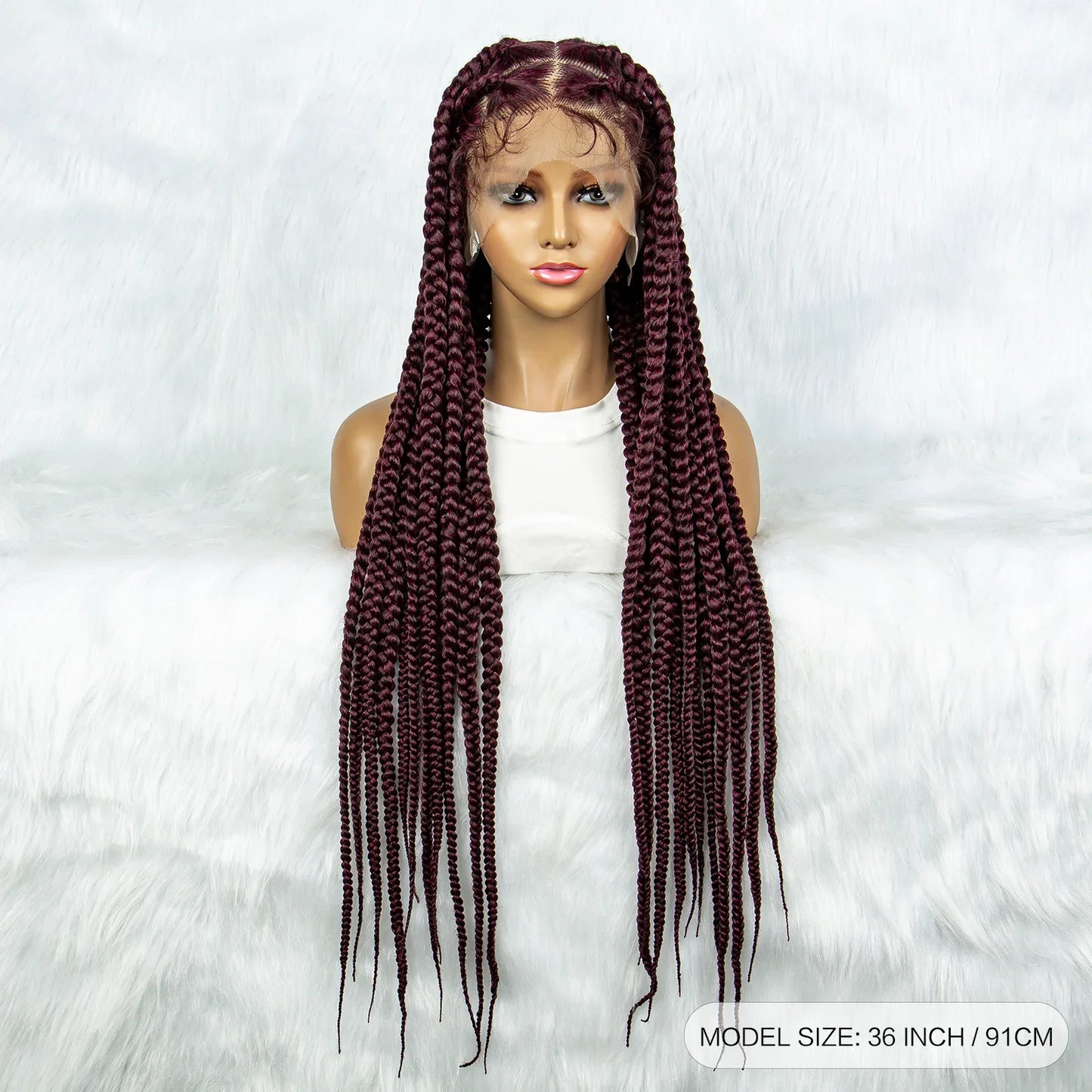 KIMA 36" Colorful Knotless Box Braids Wig | Lace Front & Baby Hair