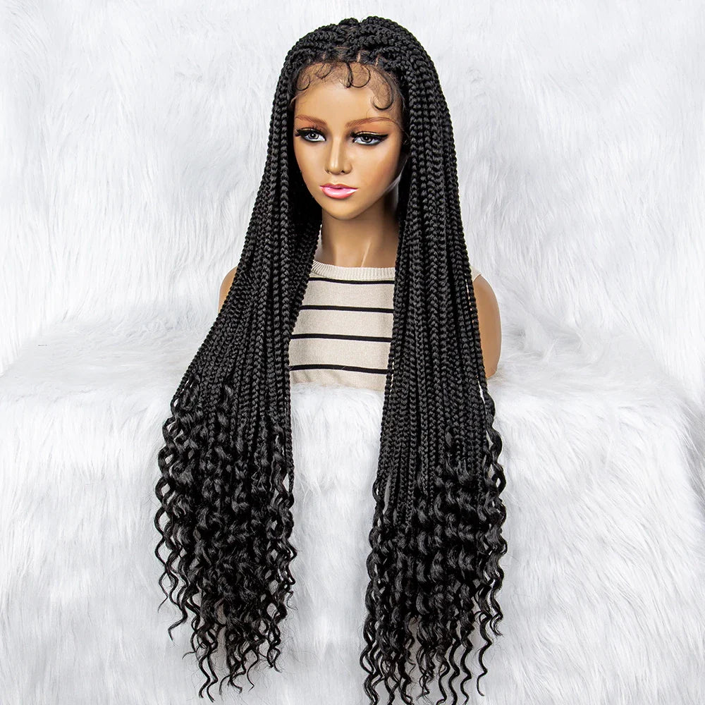 KIMA Goddess Box Braids Wig | Curly Accents | Full Lace