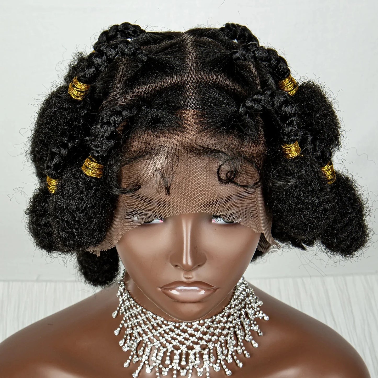 Handmade Bantu Braids Wig | Light Brown Full Lace | Baby Hair