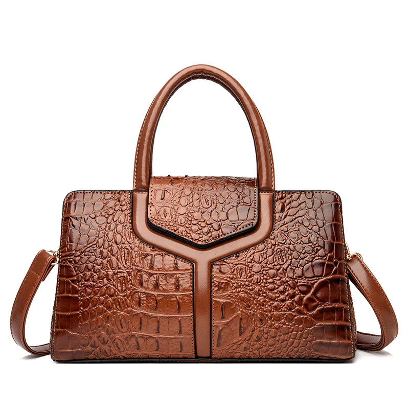 New Leather Women's Messenger Bags | Crocodile Female Crossbody Shoulder Handbags & High Quality Ladies Totes
