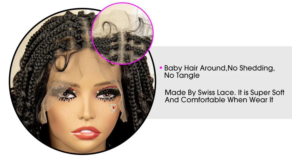 14" Burgundy Box Braids Wig | Full Lace | Kanekalon Fiber | Boho Braids | For Women