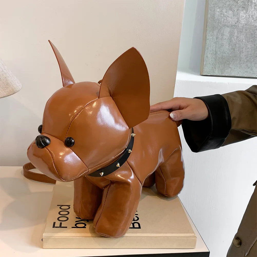 NEW Doggie Shoulder Bag for Women | Bulldog Crossbody Leather Bag with Adjustable Strap (Zipper Messenger Bag for Shopping & Travel)