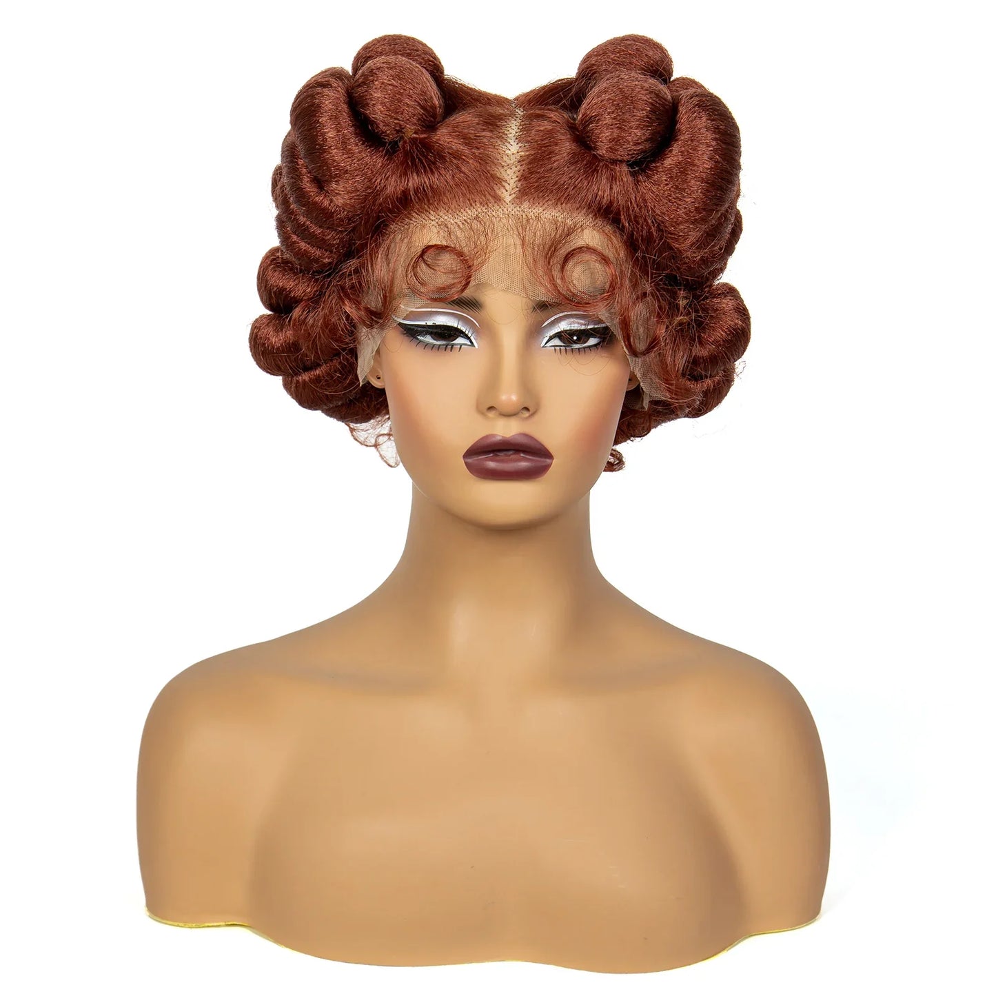 Ginger Orange Bantu Knotless Braids Wig | Full Lace | Short Bob | 350#