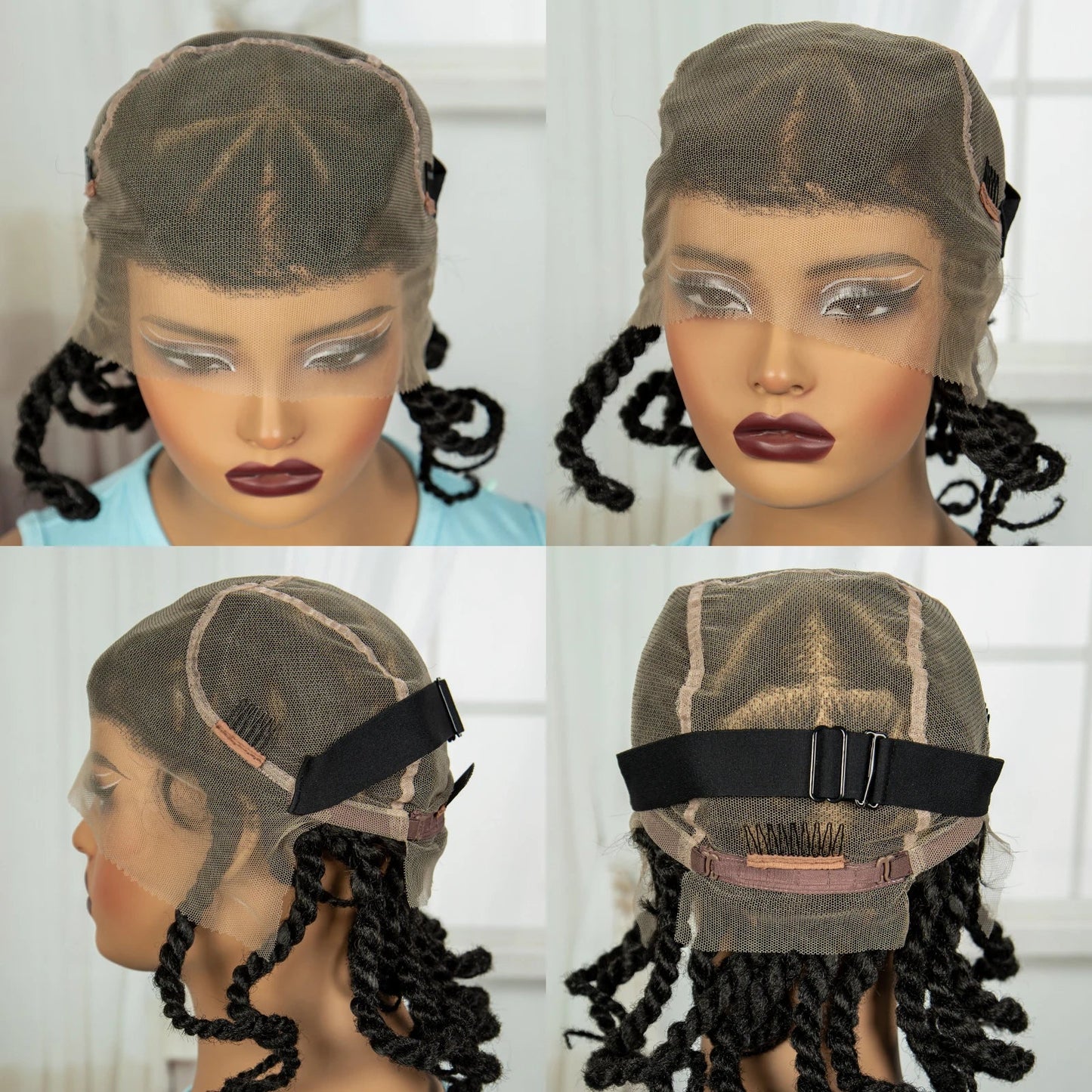 12" Handmade Bantu Knotless Braids Wig | Transparent Full Lace | Baby Hair