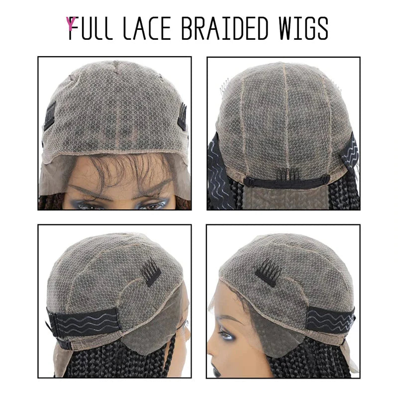 36" Knotless Box Braids Lace Front Wig | Full Lace Front Braided Wig | Synthetic Braids for Black Women