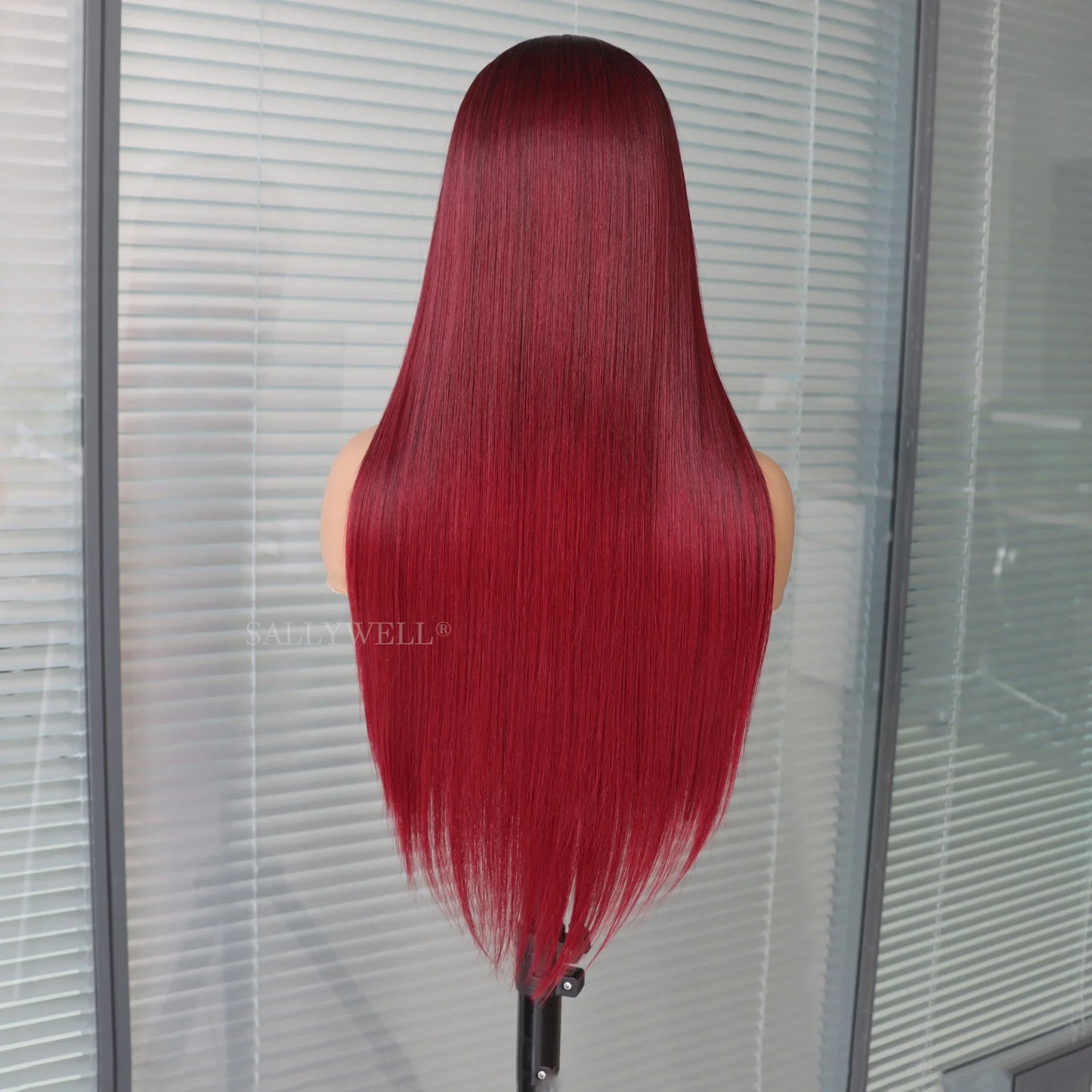 13x4 Burgundy Straight Lace Front Wig | Heat Resistant Synthetic Hair | Pre-Plucked | Natural Hairline