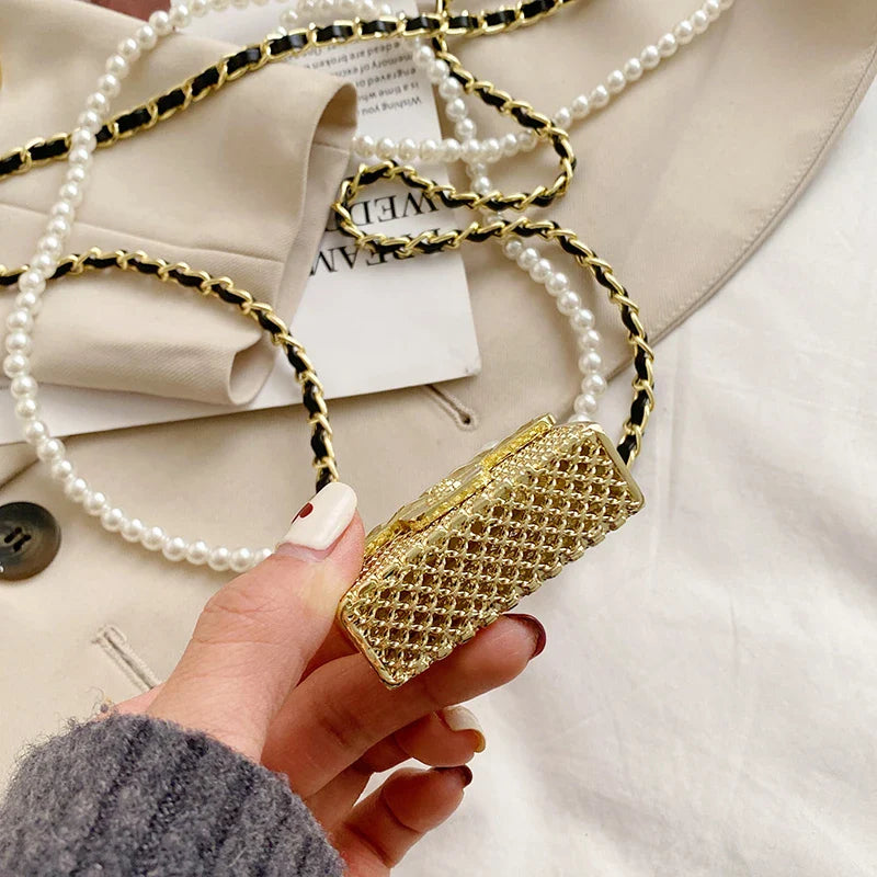 Fashionable Metal Shoulder Bags for Women | High Quality Crossbody Bag & Designer Clothing Accessories (Satchel Cute Mini Diamond Bag)