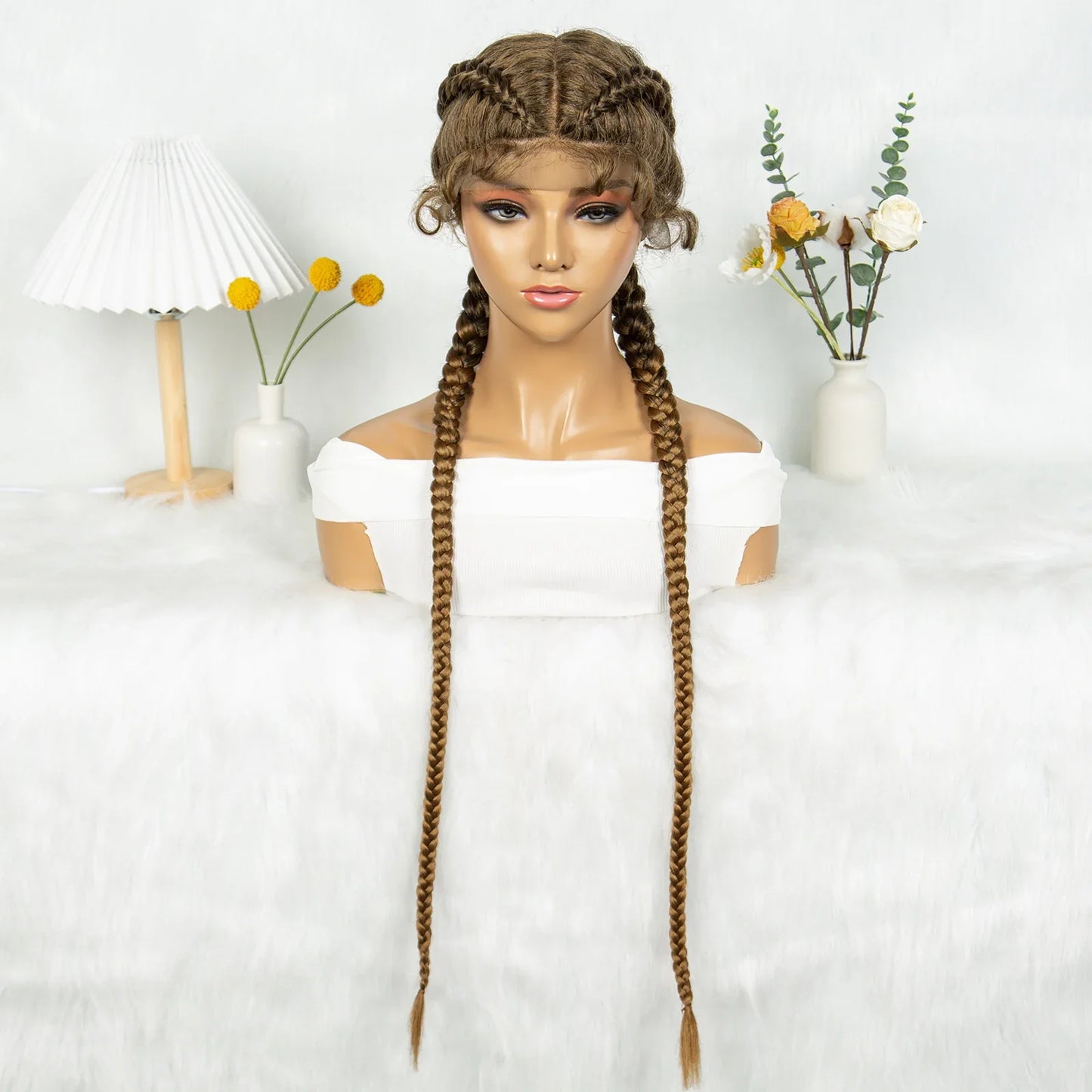 KIMA 32" Cornrow Boxer Braids Lace Front Wig | Twins Dutch Braids with Baby Hair