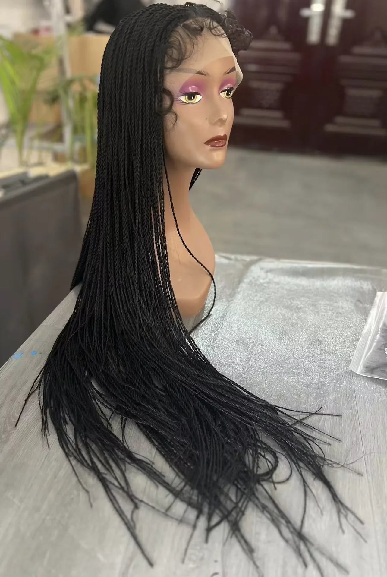 Red Micro Braids Box Braids Wig | Cornrow Wig | Synthetic | Passion Twist | For Black Women