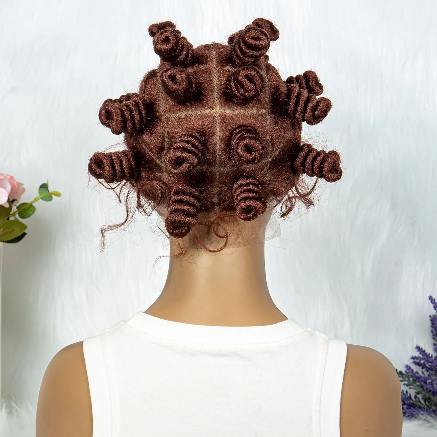 KIMA Bantu Knot Knotless Box Braids Wig | 350# Blonde Braided Bun Full Lace Wig for Black Women
