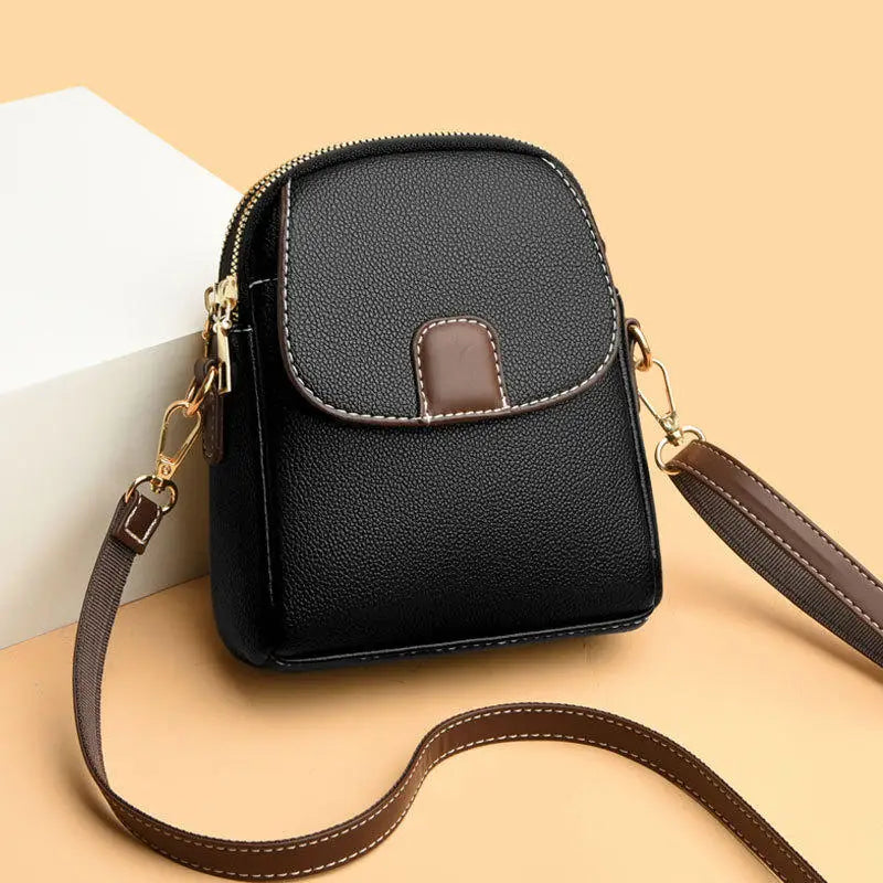 Fashion Leather Crossbody Bag for Women | Mini Shoulder Bag & Flip Zipper Messenger Bag (Students' Small Handbag)