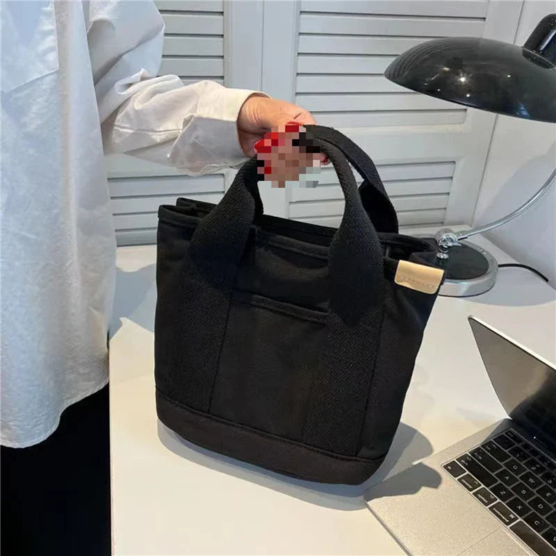 Women's Tote Bag Canvas Sewing Thread | Large Capacity Advanced Sense Handbag & Convenient Practical Female Commuter Bag