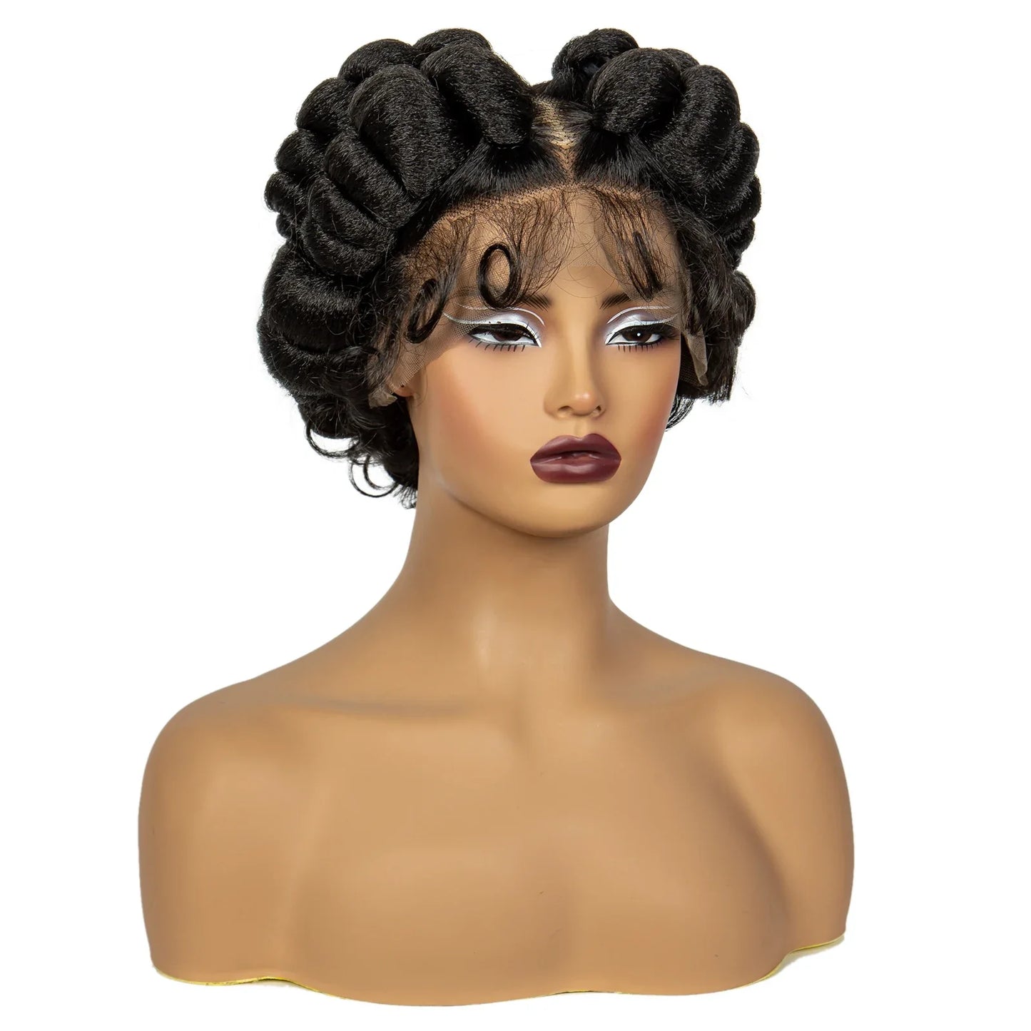 Ginger Orange Bantu Knotless Braids Wig | Full Lace | Short Bob | 350#