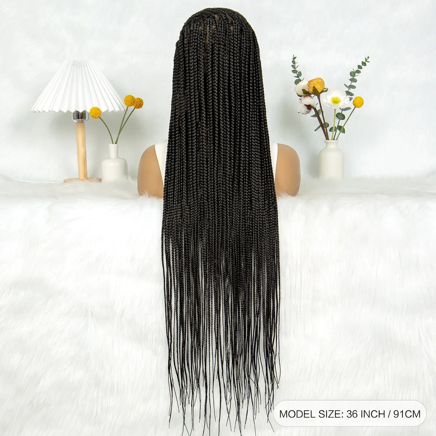 Goddess Bohemian Knotless Braids Wig | Full Lace Front | Cornrow Accents