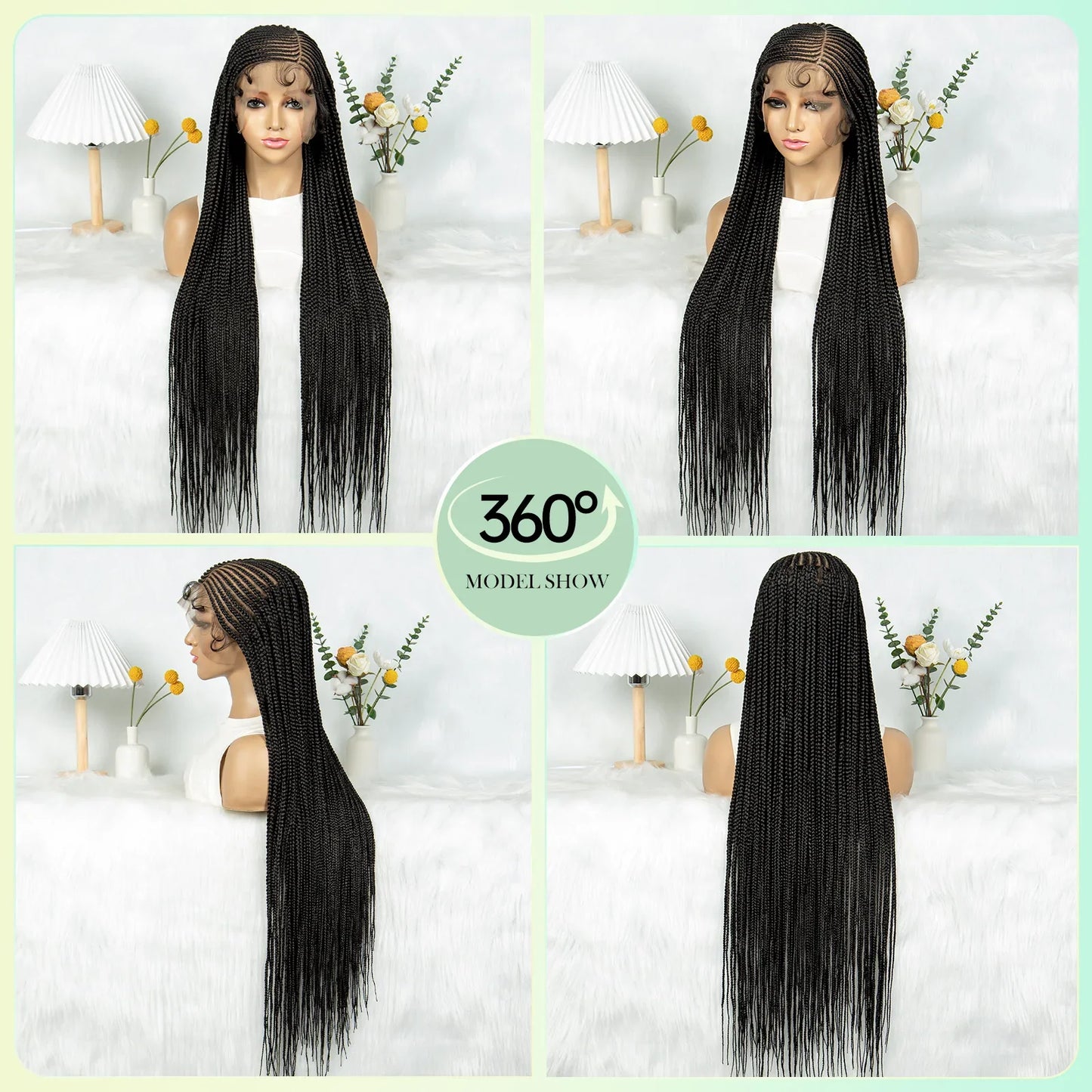Full Lace Cornrow Knotless Box Braids Wig with Baby Hair