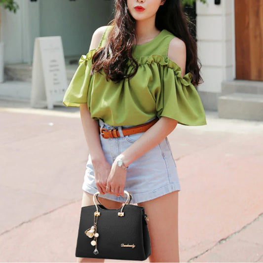 Luxury Handle Bags for Women | PU Leather Pendant Crossbody Bag & Large Capacity Messenger Handbag (Middle-Aged Mommy Bags Tote Purse)