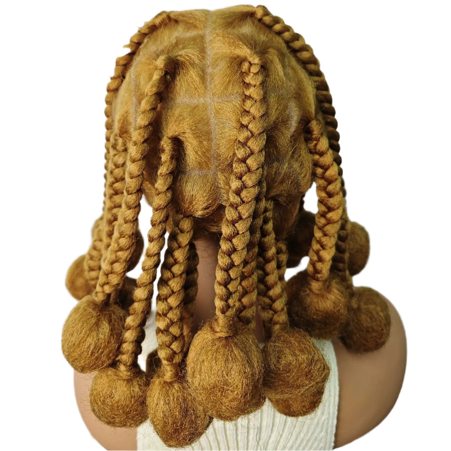 12" Ombre #27 Synthetic Braided Wig - Transparent Lace Front, Box Braids, Baby Hair