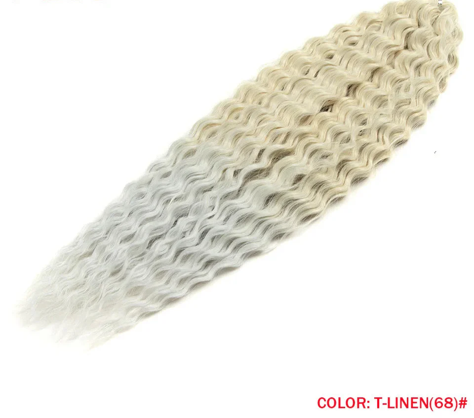 24" Water Wave Crochet Hair | Ombre Blonde Brown | Curly Twist Braids | Synthetic Braiding Hair Extensions | 60 Strands
