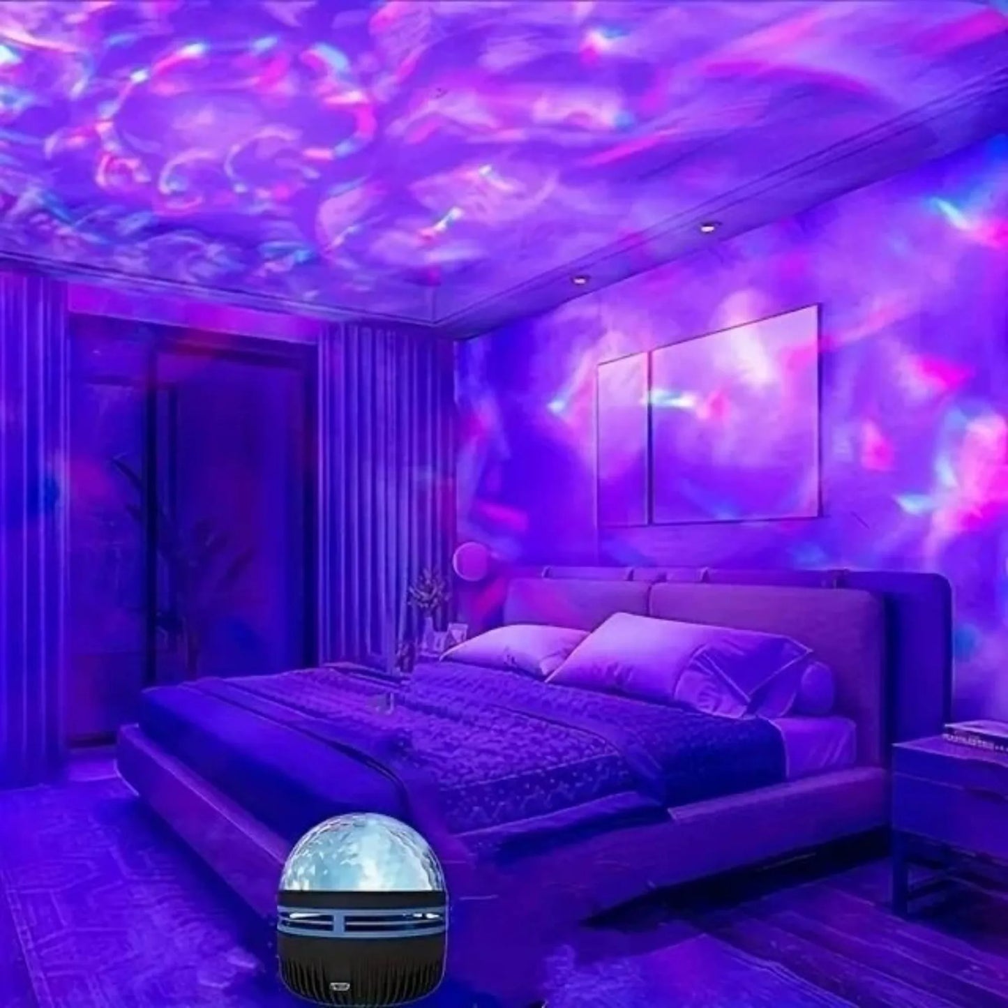 LED Starry Sky Light RGB Galaxy Projector Atmosphere Projection Lamp Christmas Halloween Remote Control 7 Color Home Auto Rotate