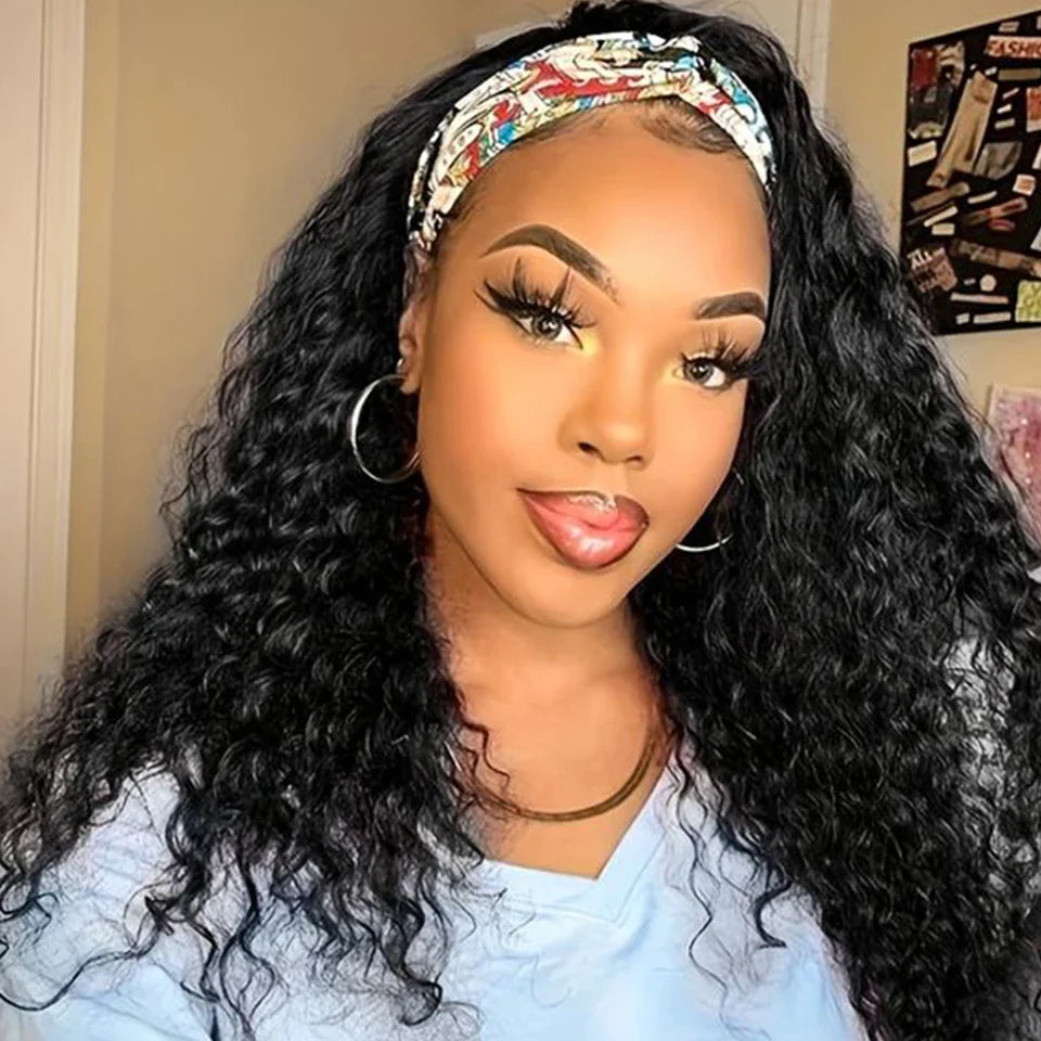250% Density Kinky Jerry Curly Headband Wig | Glueless Indian Human Hair