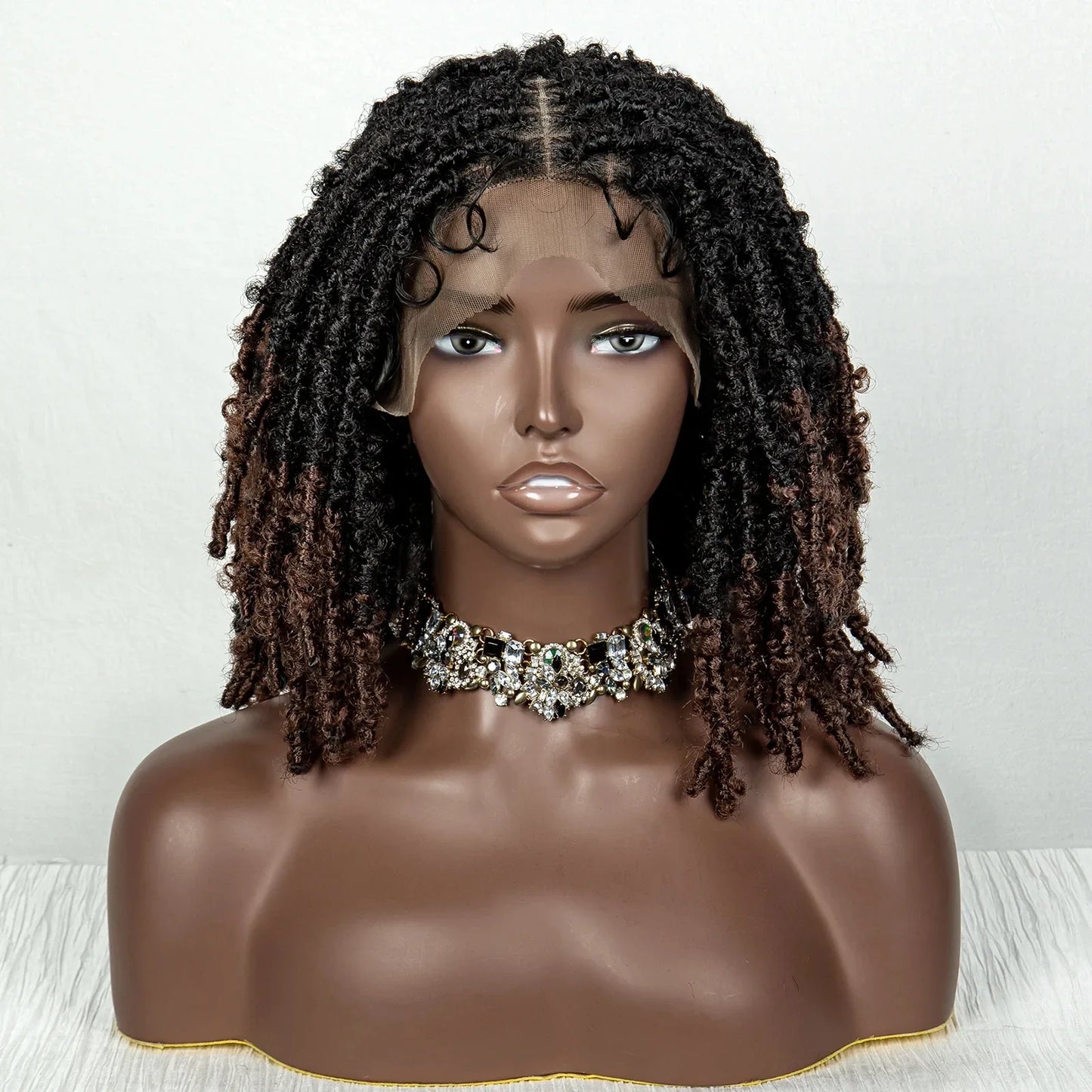 14 Inch Butterfly Locs Bob Wig | Transparent Lace Front Synthetic Braiding Hair (Crochet Braids)