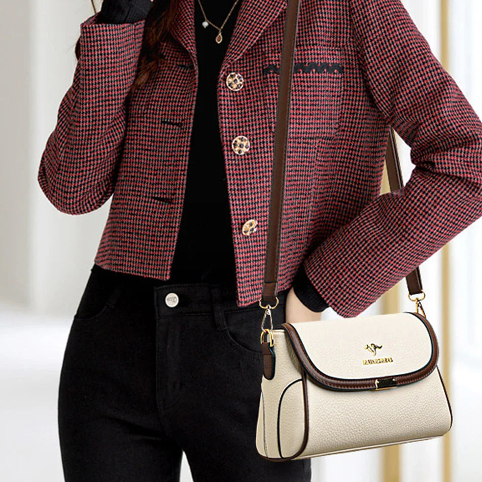 Solid Color High-Quality Leather Small Shoulder Bags | New Messenger Bags with Strap & Designer Crossbody Bag (Sac à Main)