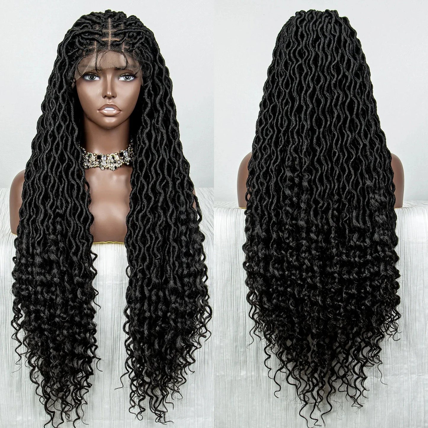 Colorful Dreadlocks & Water Wave Braids Wig | Lace Front | Baby Hair