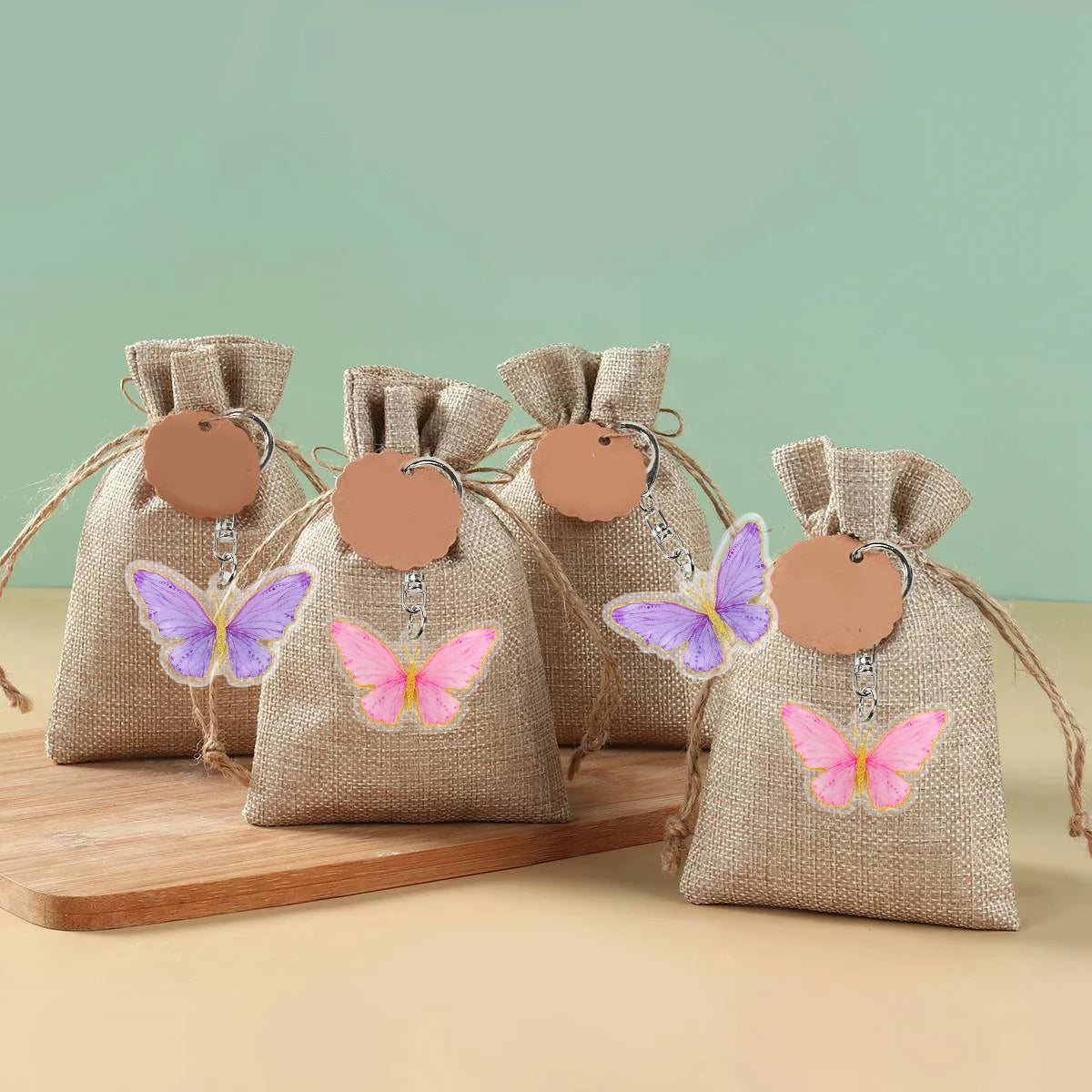 6pcs Butterfly Keychain Backpack Decoration 1st First Birthday Party Decorations Kids Girl Butterfly Decoration Baby Shower
