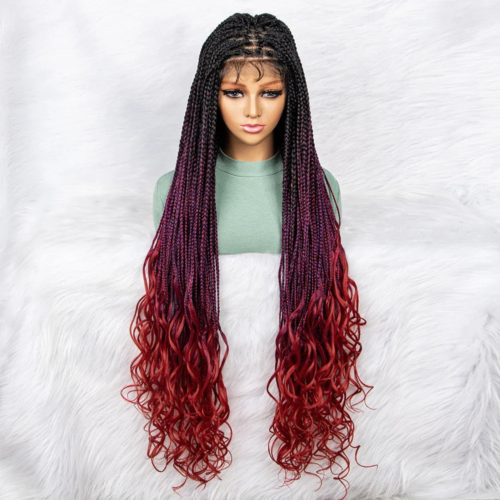 Lightweight Curly End Box Braids Wig | Lace Front Cornrows