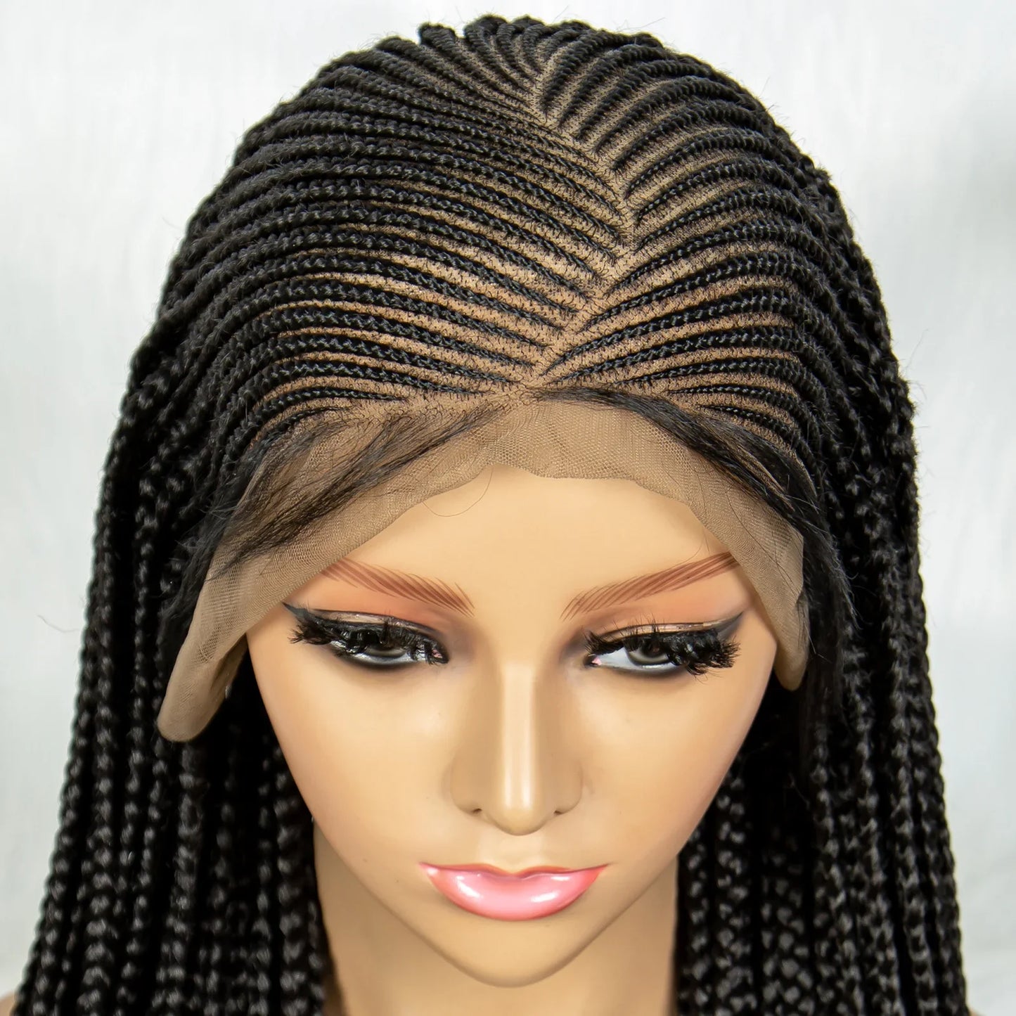 Knotless Box Braids Cornrow Full Lace Braided Wig | Synthetic Crochet Hair for Black Women