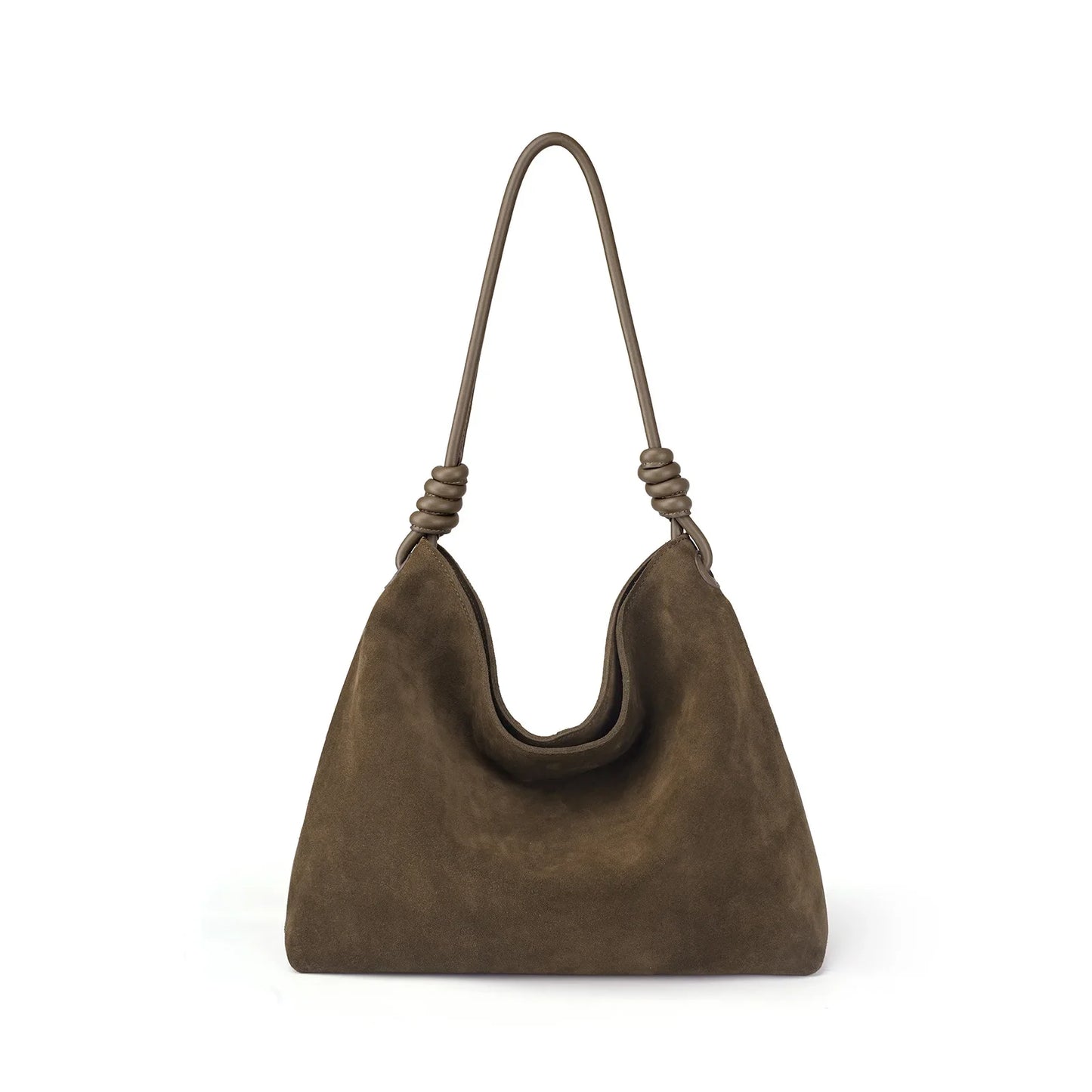 All-Match Chamois Matte Suede Cowhide Leather Tote | Large Capacity Designer Maillard Dressing Coffee Winter Ladies Handbag