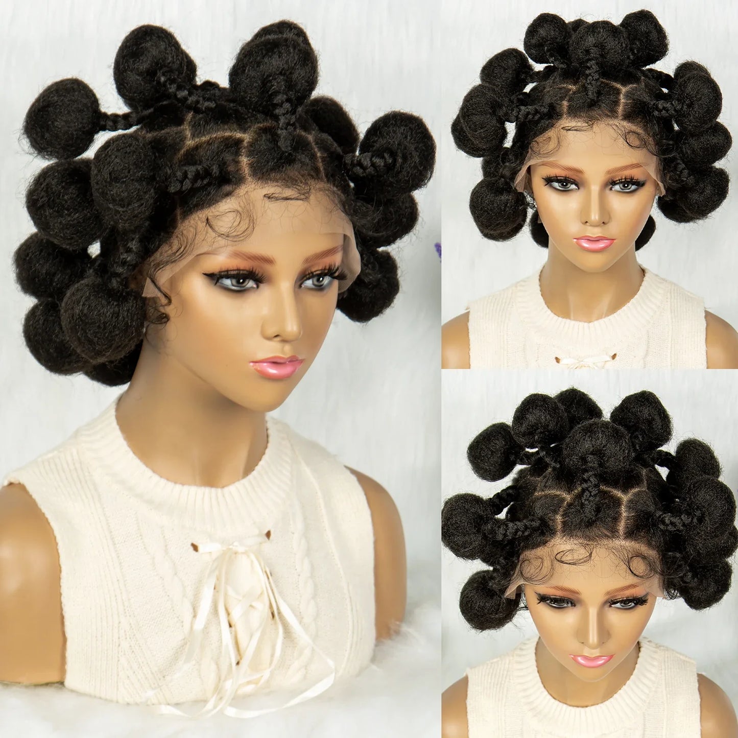 KIMA Bantu Knotless Braids Bun Wig | Full Lace with Baby Hair