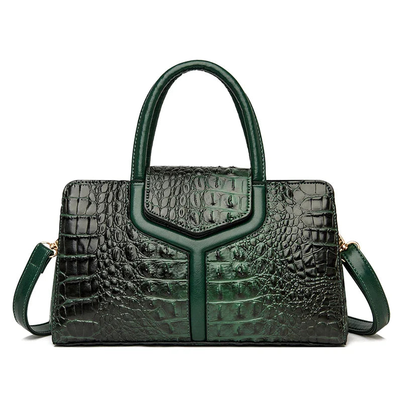 New Leather Women's Messenger Bags | Crocodile Female Crossbody Shoulder Handbags & High Quality Ladies Totes