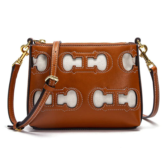 Women's Brown Hollow Design Shoulder Bag | Simple Commuter Crossbody Messenger Bag (Fashion Handbag)