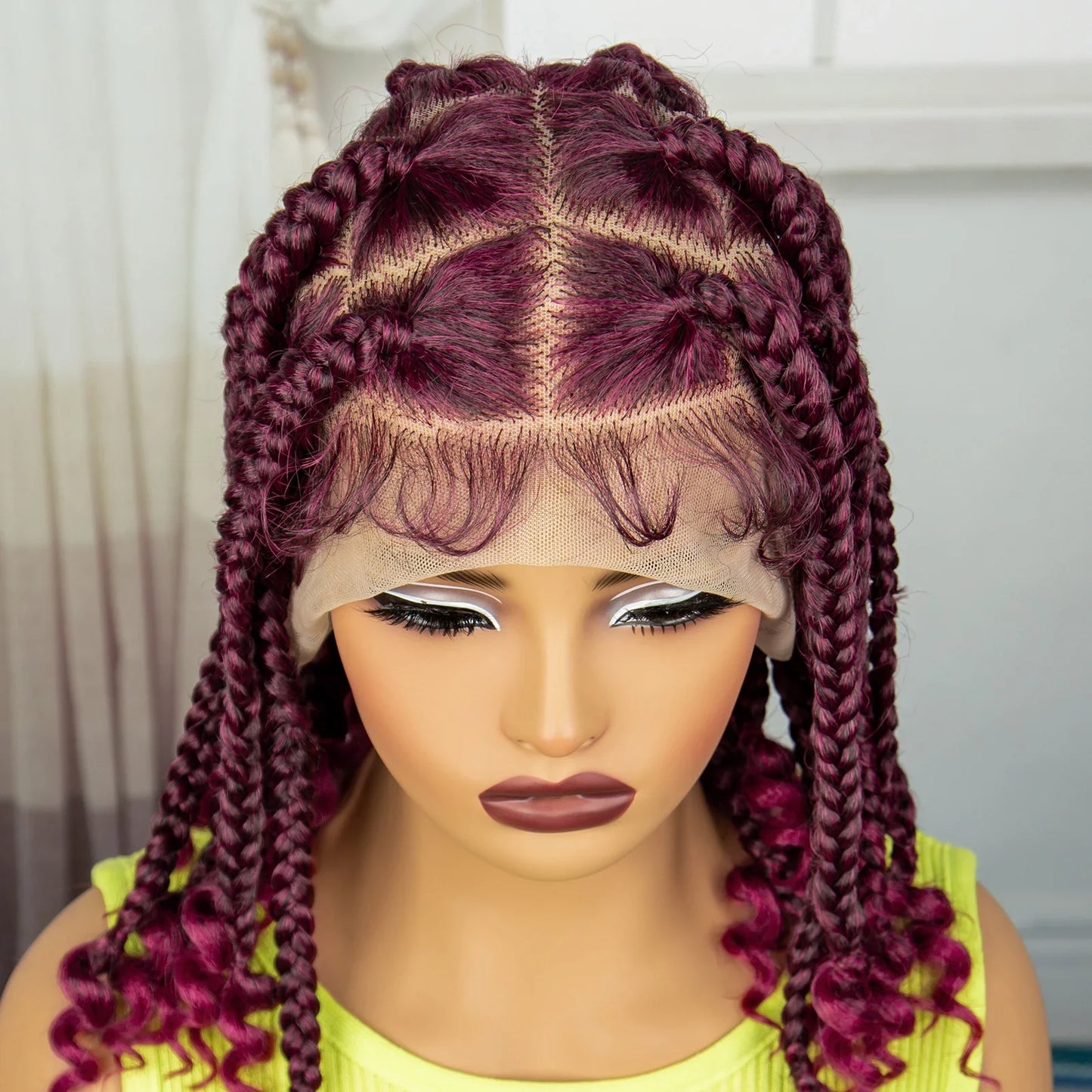 HD Full Lace Knotless Box Braids Wig with Curly Ends | Baby Hair