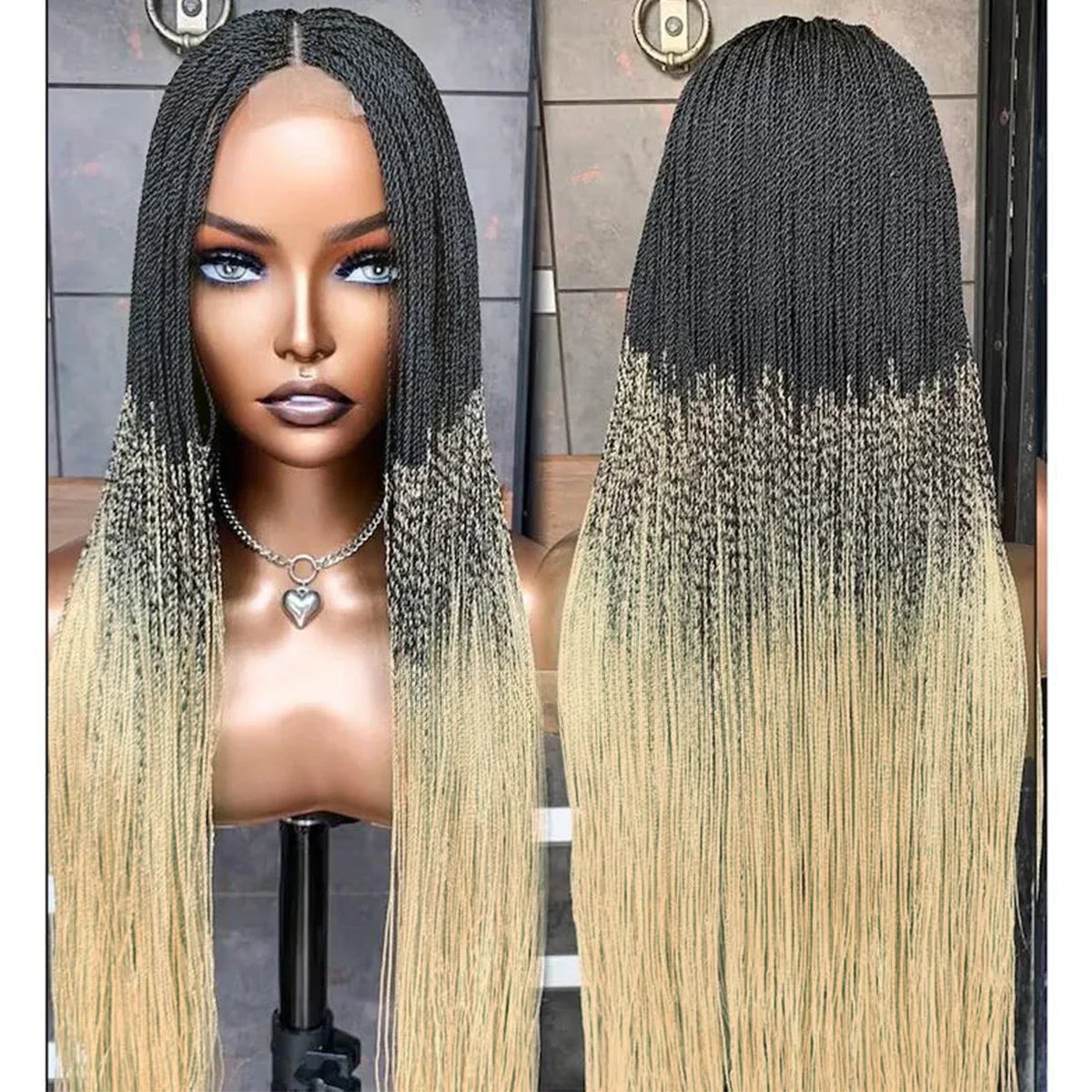 Chic Senegalese Micro Twist Braided Wig - Short Bob Style, Lightweight, Transparent Lace