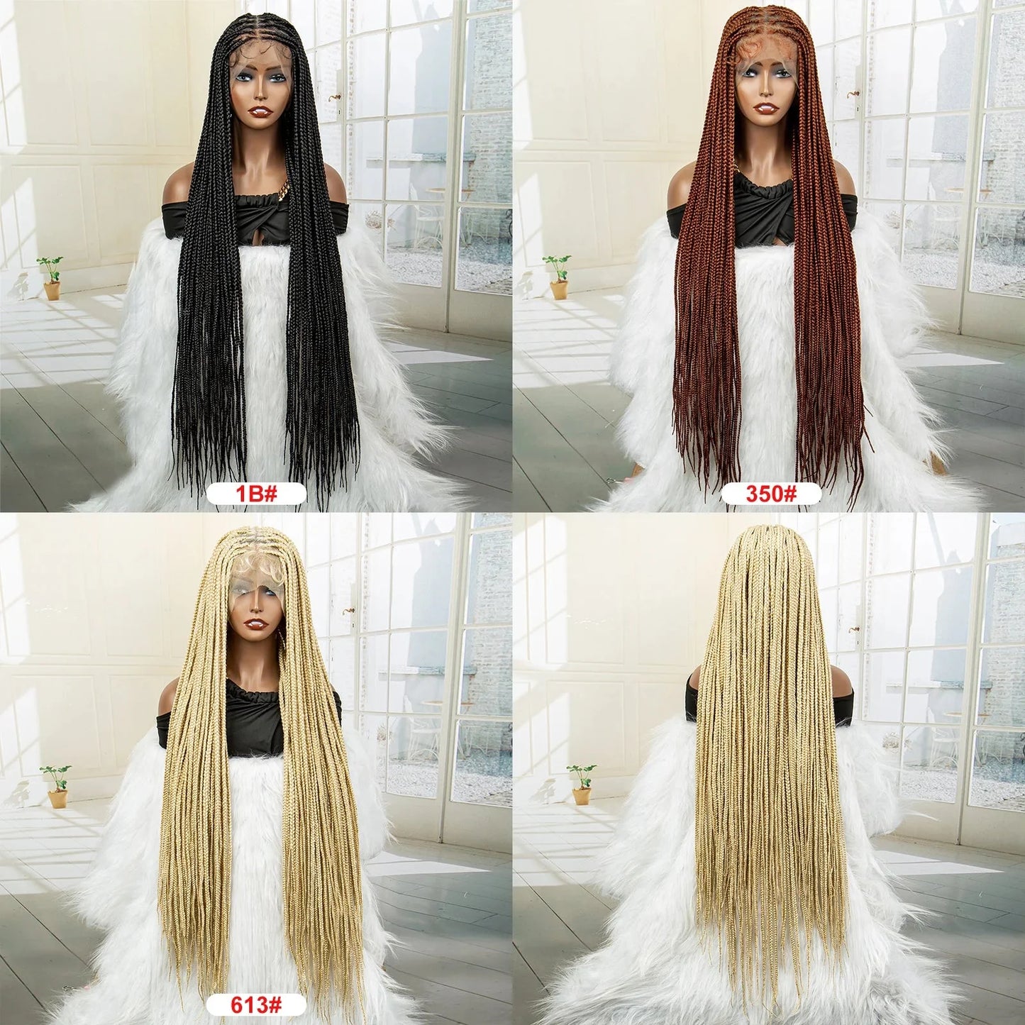 350# Blonde HD Full Lace Braided Wig | Knotless Box Cornrows | Crochet Braids | Synthetic Braids for Black Women