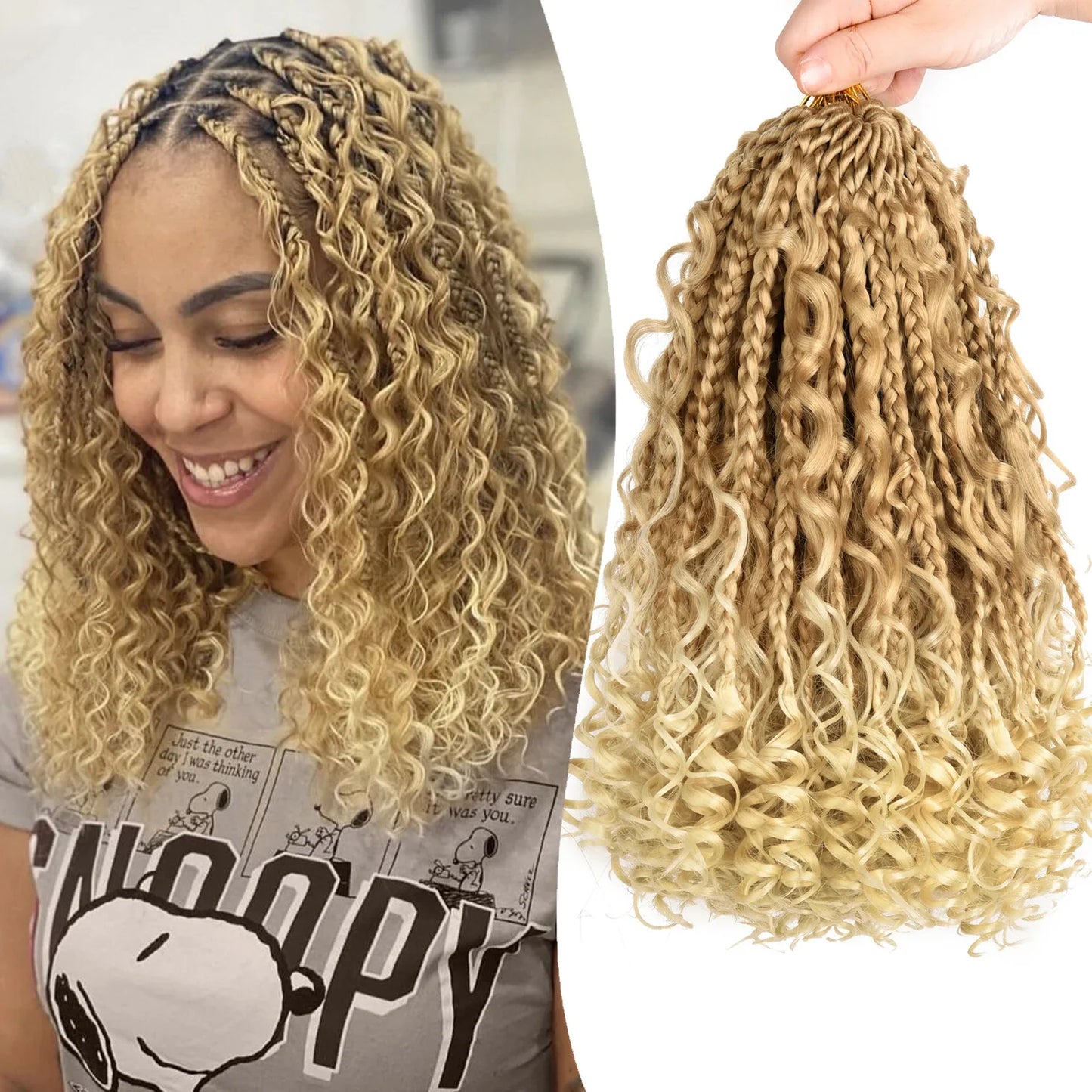 8 Packs 12" Goddess Box Braids Crochet Hair | Boho Braids with Curl Ends