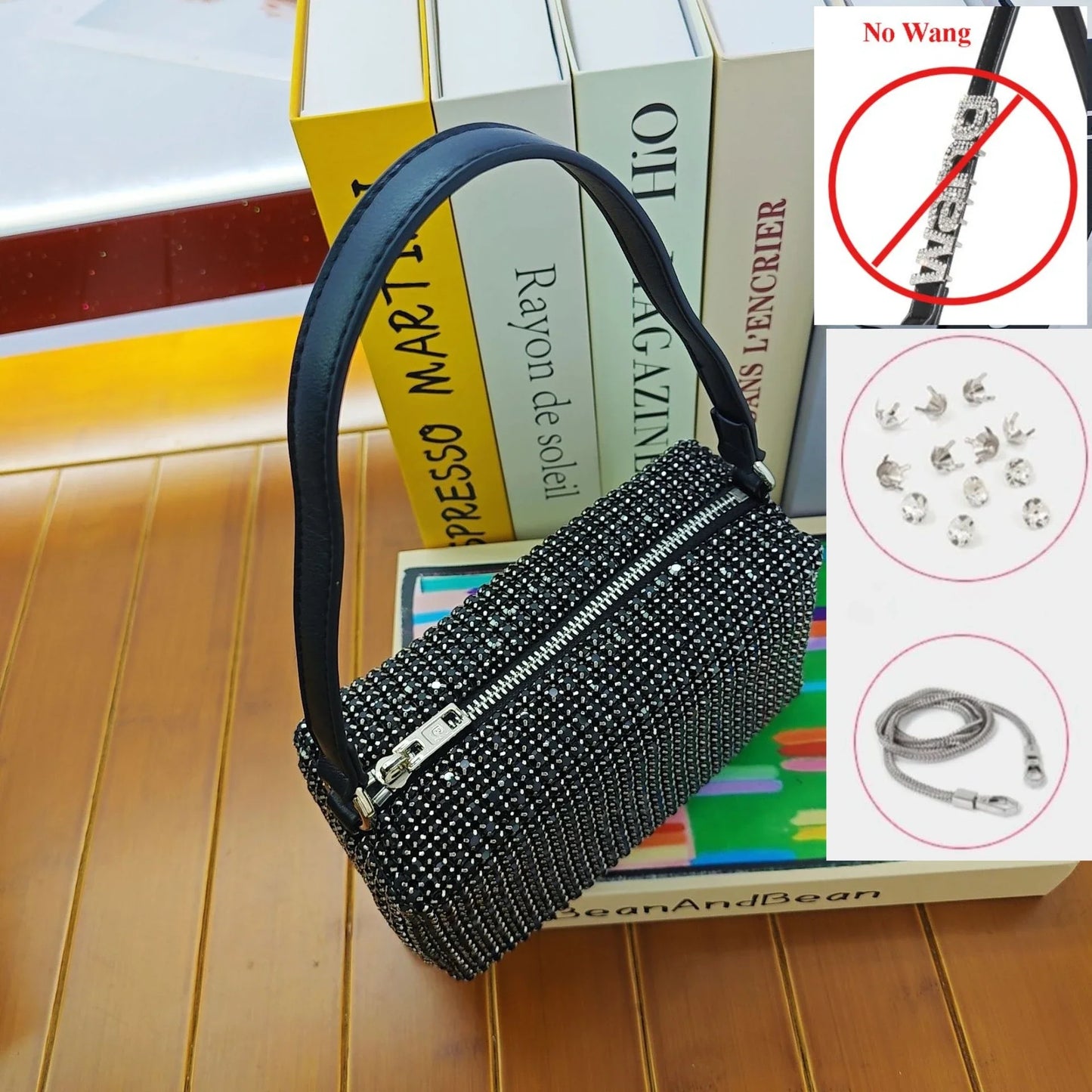 Super A Rhinestone Light Luxury Bag | Women's Summer High-End Texture Messenger & Portable Dinner Bag (Shiny Full Diamond Crossbody)