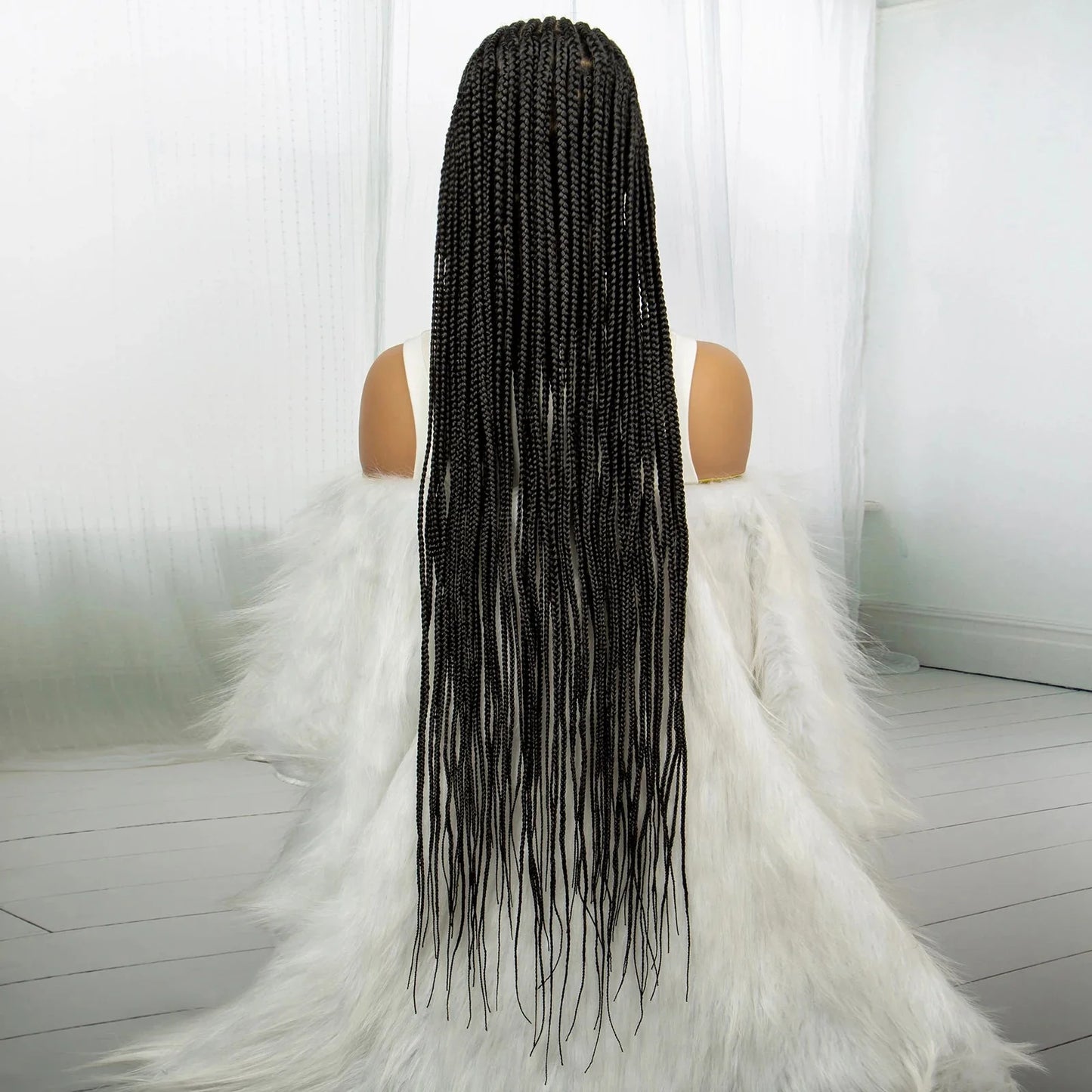 36" Knotless Cornrow Braided Wig | Full Lace | Box Braids | Synthetic Braiding Hair | Black Women