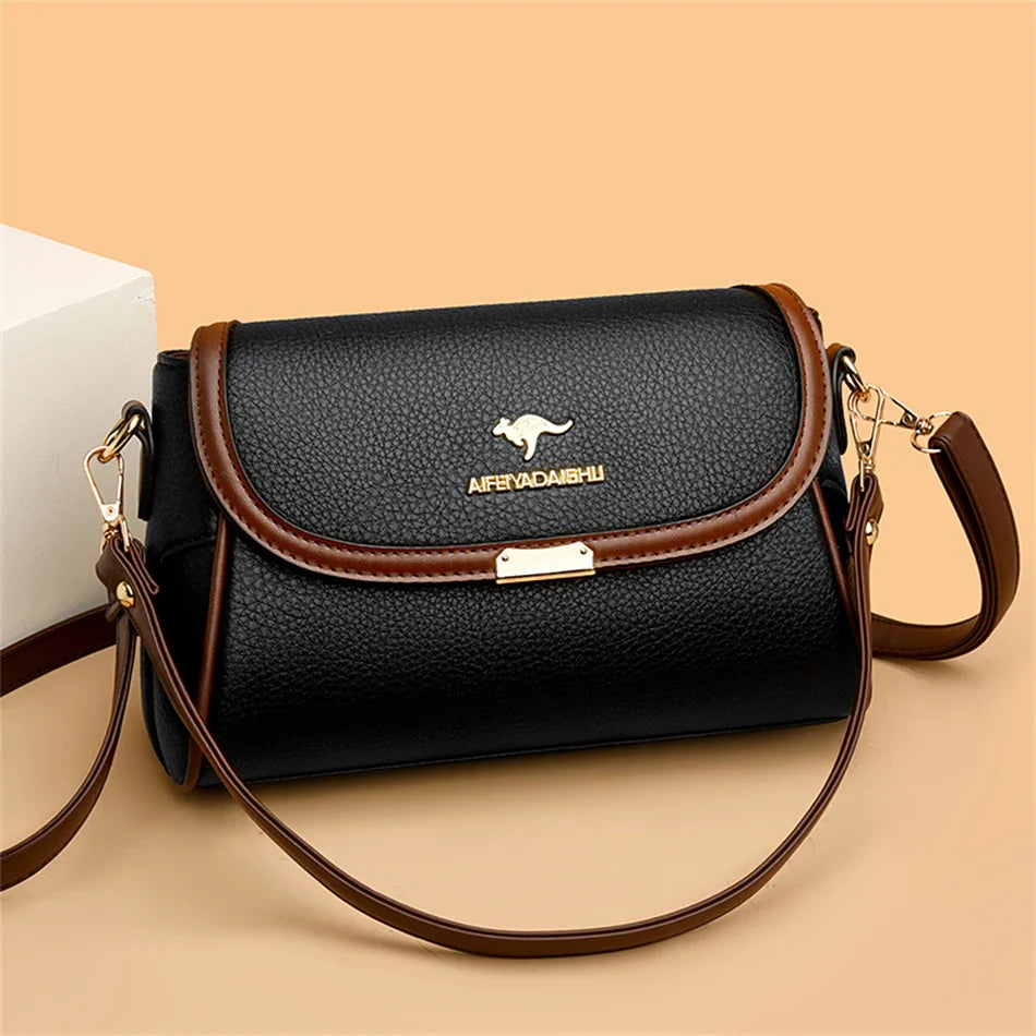 Solid Color High-Quality Leather Small Shoulder Bags | New Messenger Bags with Strap & Designer Crossbody Bag (Sac à Main)