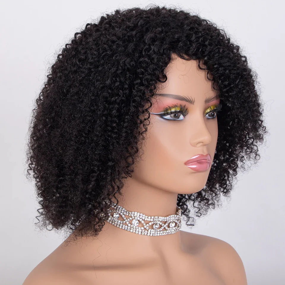 Sleek Ombre Highlight Kinky Curly Human Hair Wig | Peruvian Curly Bob