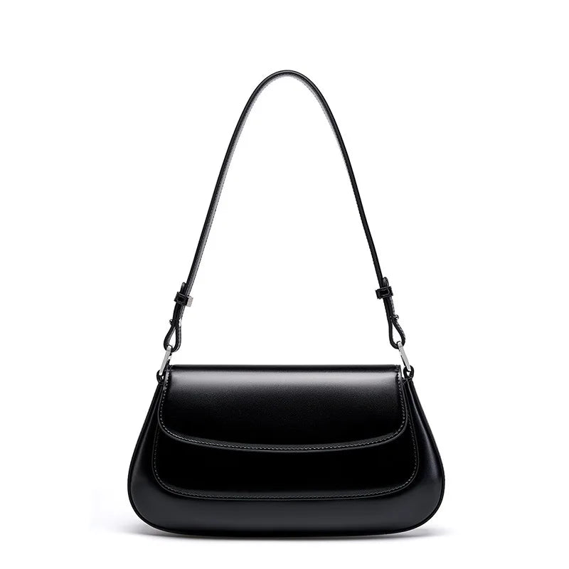 100% Genuine Leather Women's Shoulder Bag | Korean Style Ladies Luxury Cow Leather Crossbody & Armpit Handbag for Street Shopping