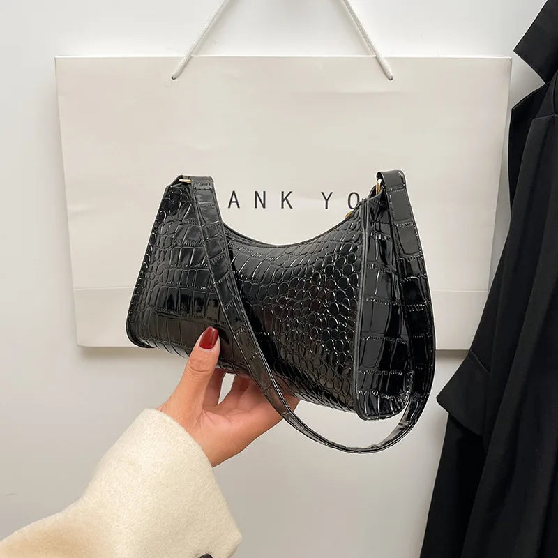 Solid Color PU Leather Women's Underarm Bag | New Luxury Designer Female Casual Shoulder Bag (Tote Clutch Purse & Banquet Handbag)