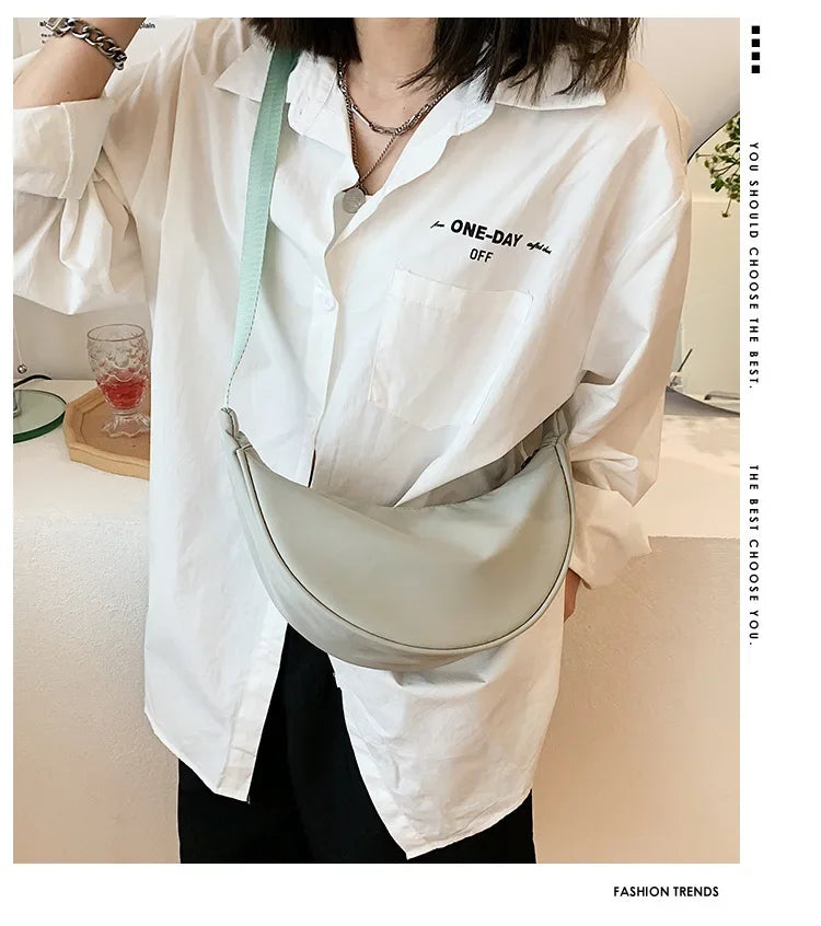 Solid Color Chest Bag for Women | Large Capacity Travel Crossbody & Half Moon Belt Bag (Ladies Daily Street Fanny Pack)