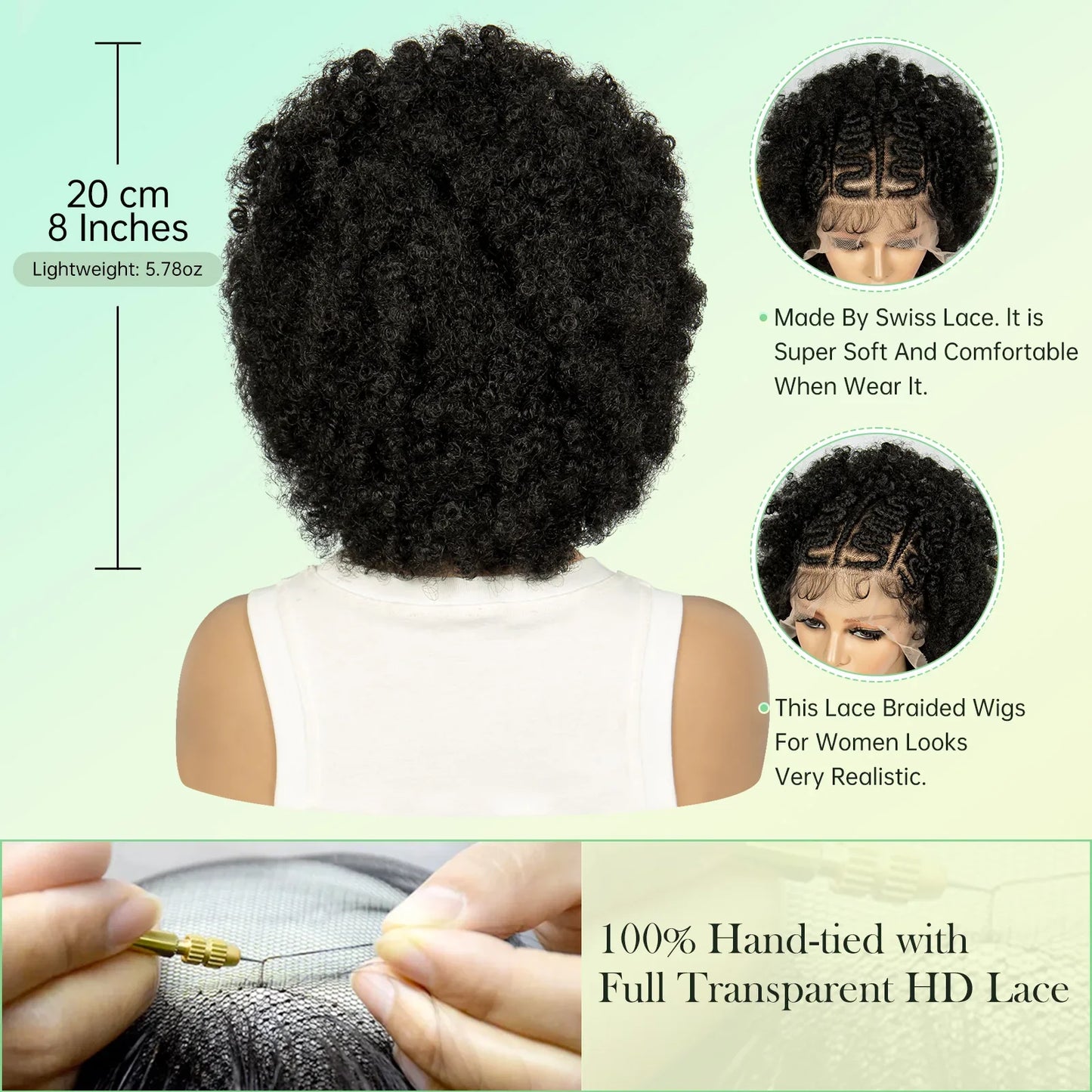 Bouncy Afro Cornrow Full Lace Braided Wig | Synthetic Braids | Black Women