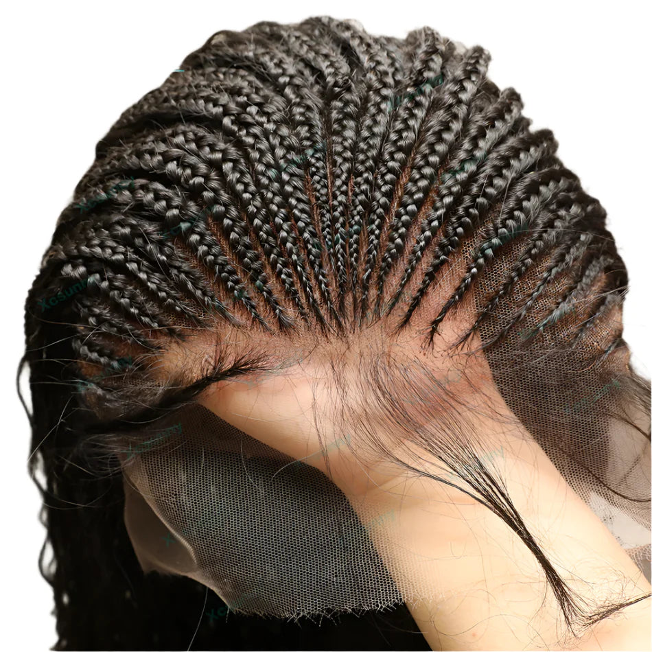 Knotless Boho Braids Full Lace Wig | Curly Human Hair | Transparent Lace | Pre-Plucked | Burmese Hair